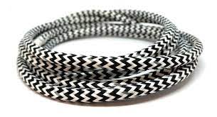 CABLE TEXTIL ZIG ZAG NEGRO-BLANCO