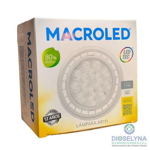 LAMPARA AR111 MACROLED 11W LUZ CALIDA GU10