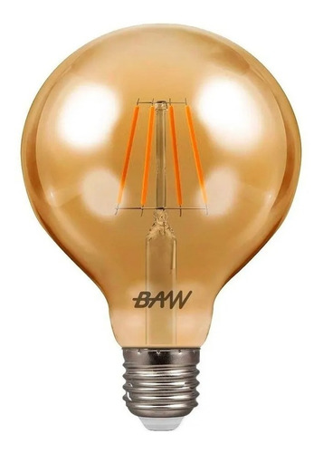LAMPARA LED GLOBO AMBAR G95 VINTAGE 6W BAW