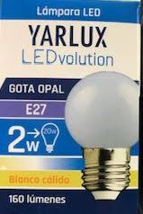 LED GOTA OPAL 2W E27 2700K BLANCO CALIDO YARLUX