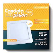 LED PLAFON CUADRADO APLICAR 12W CALIDO CANDELA