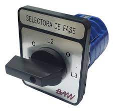 SELECTOR DE FASES C/NEUTRO ROTATIVO P/PANEL 32A BAW