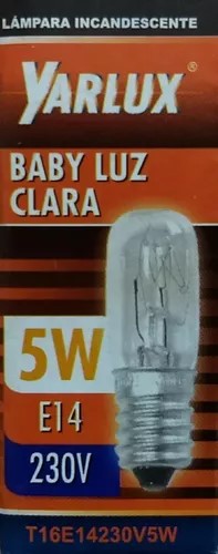 TUBULAR BABY LUZ 5W E14 CLARA 16X49MM