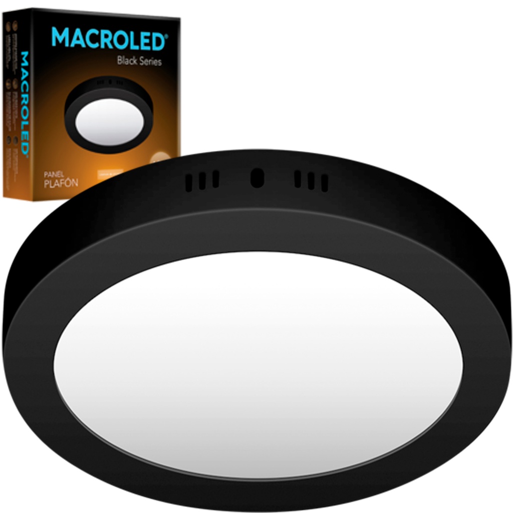 PLAFON 12W LED NEGRO CALIDO MACROLED REDONDO