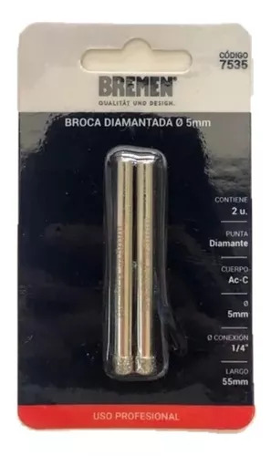 BROCA DIAMANTADA 5MM (X UNIDAD) BREMEN