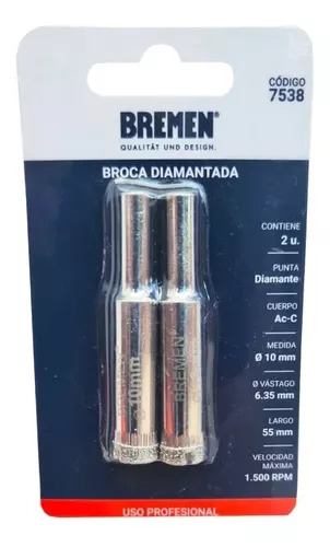 BROCA DIAMANTADA 10MM (X UNIDAD) BREMEN