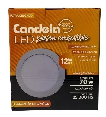 LED PLAFON REDONDO EMBUTIR 6W CALIDA CANDELA (copia)