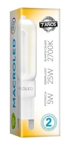 LED BIPIN G9 220V 5W 2700K CALIDA MACROLED (copia)