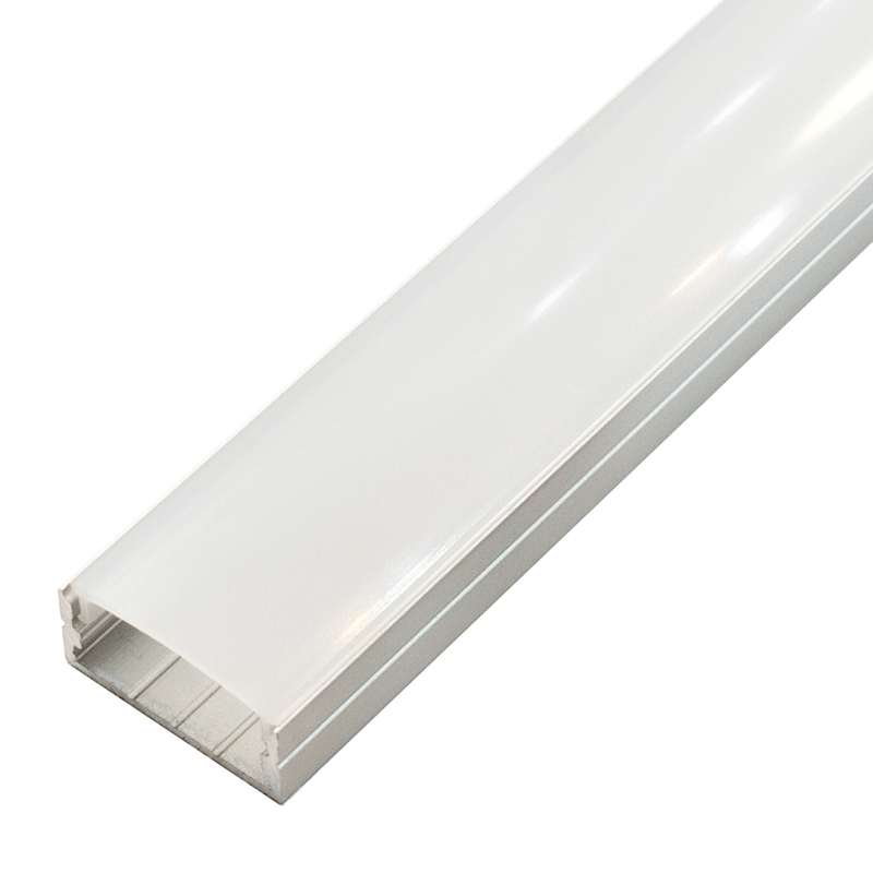 Perfil aplicar Aluminio para tira led con tapa Opal 17x7mm x 2mt