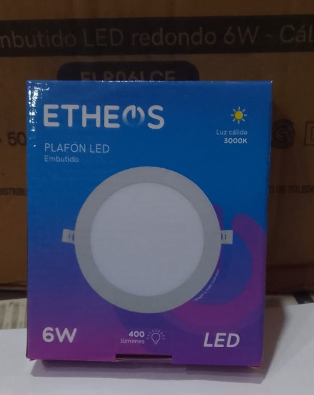 LED PLAFON REDONDO EMBUTIR 6W CALIDO ETHEOS