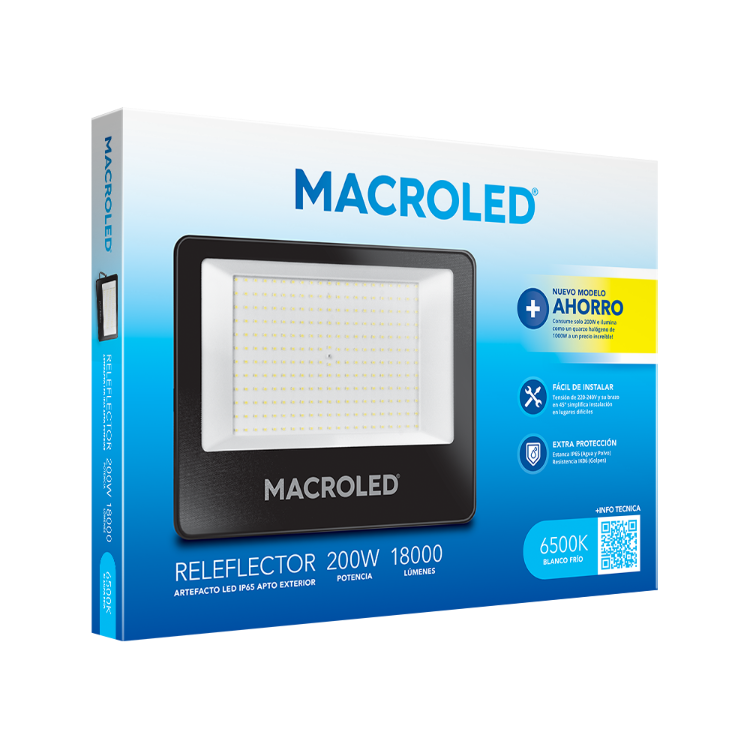 REFLECTOR LED 200W FRIO IP65 MACROLED 18000Lm