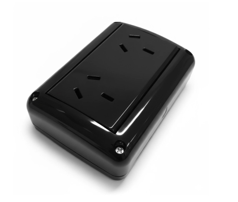 Caja armada Stik 2 tomacorriente doble 10 a (BI)  (3 módulos) (color negro)