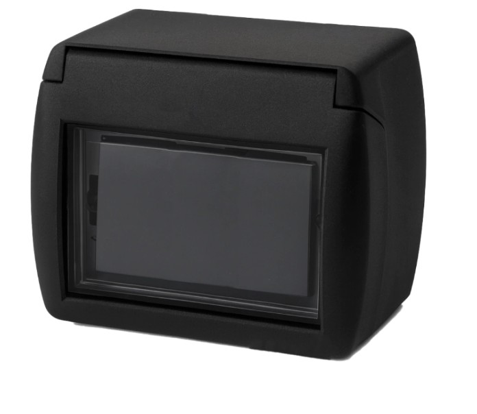 Caja con tapa c/membrana de superficie 3 módulos (color negro)