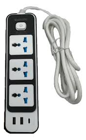 Prolongador zapatilla de 3 tomas 2 USB-A Y 1 USB-C