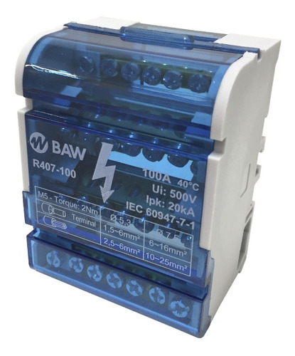 BORNERA REPARTIDOR DIN 4X7X100A  BAW