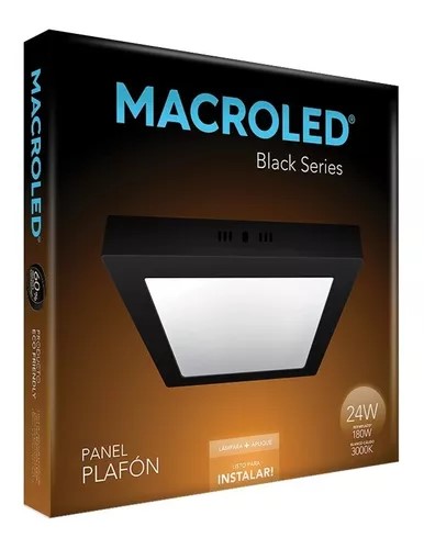 PLAFON LED 24W LED MACROLED CUADRADO CALIDO BLACK SERIES