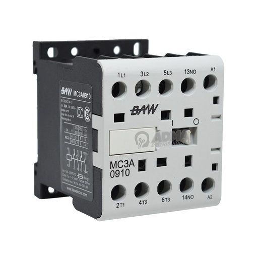 [MC3A0910B7] CONTACTOR MINI TRIPOLAR 9A 24VAC  BAW