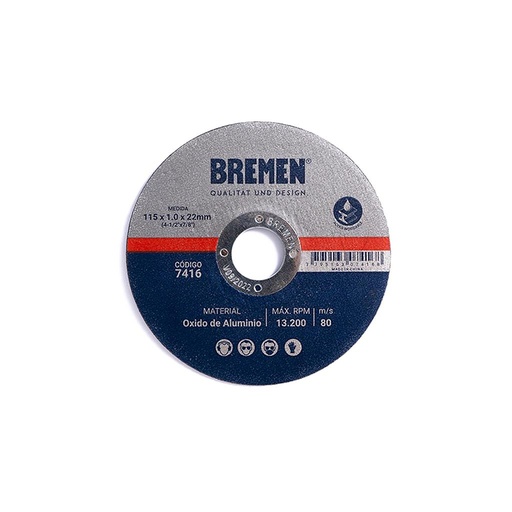 [7419] DISCO DE CORTE BREMEN® 7" (180x1.6x22mm) OX. ALUMINIO