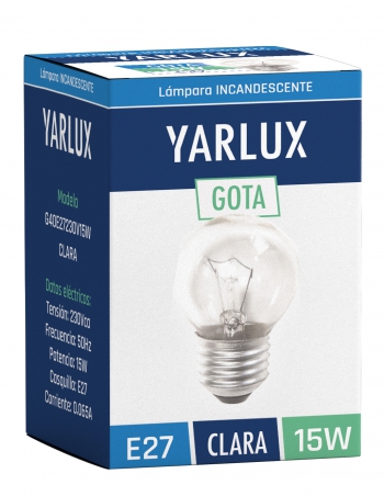 [122701] GOTA INCANDESCENTE 15W E27 YARLUX