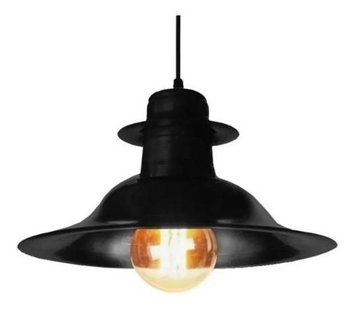 [C115] Lampara colgante Ferrolux sombrero Negro chapa