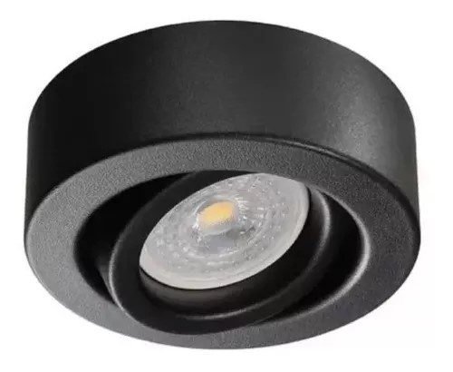 [2450NT] Aplique cilindro Semi embutido P/ Lámp GU10 NEGRO