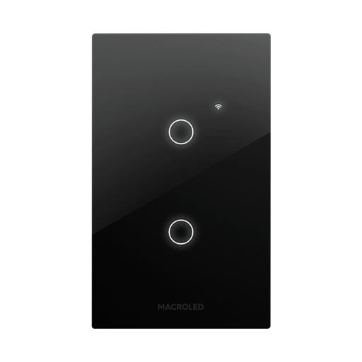 [TSX2N] TECLA SMART NEGRA VIDRIO ROMA 2 CANALES MACROLED