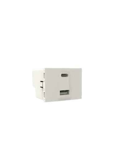 [6962] MODULO CARGADOR USB DOBLE A+C CAMBRE BLANCO