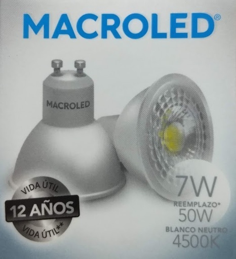 [DPGU1020N] LAMPARA LED DICROICA 7W/220V NEUTRA MACROLED