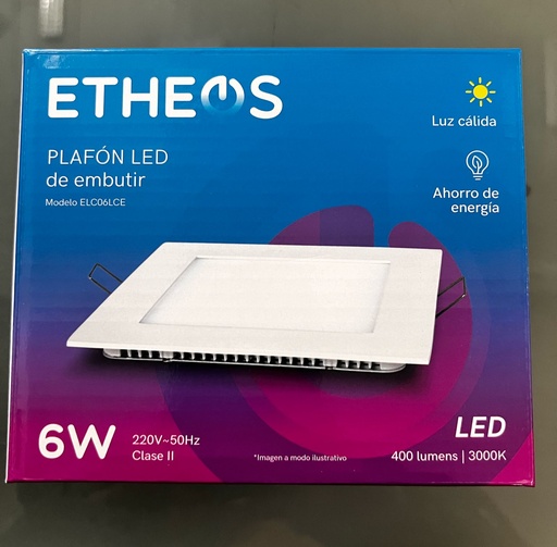 [ELC06LCE] LED PLAFON CUADRADO EMBUTIR 18W CALIDO ETHEOS (copia)