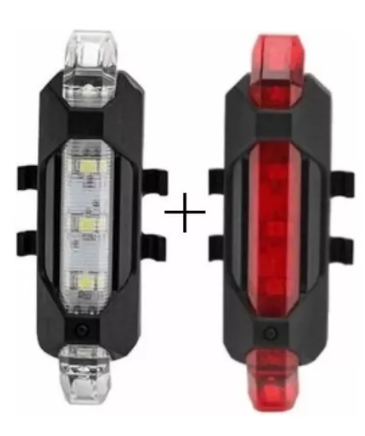 [MY108] Combo Luz Bicicleta 2X Led Usb Recargable Delantera Trasera Color Rojo y blanco