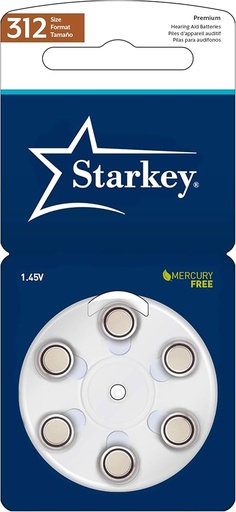[STR312] PILA PARA AUDIFONOS 1.45v 312 Starkey Blister x 3 unidades