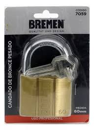 [7059] Candado De Bronce 60mm Doble Traba BREMEN