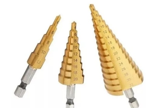 [SD0103] Juego De Broca Escalonada X 3 Brocas De Hss (titanio)