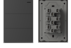 [MILAN3CNN] TECLA MILAN NEGRO MACROLED, 3 CANAL, 2 VIAS, AC 250V, 10A MAX. BASTIDOR METALICO