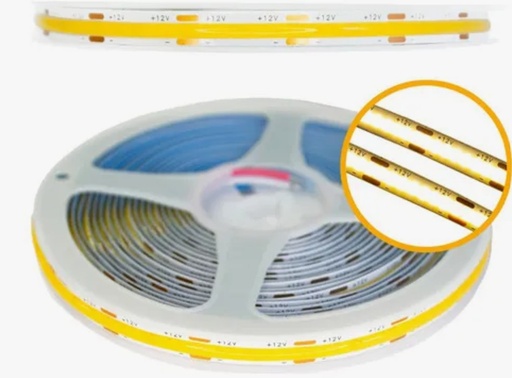 [COB5MC] Tira Led Cob Rollo 5 Mts Flexible Interior 12v Blanco Cálido