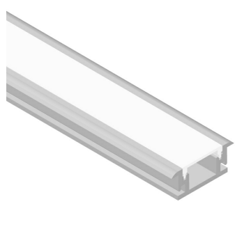 [PER152] Perfil de Aluminio de Embutir en Piso 21x11mm Anodizado, Cover Opal Blanco x2m