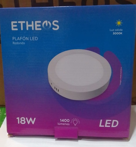 [PLR18LFE] LED PLAFON REDONDO APLICAR 18W FRIO METALICO ETHEOS