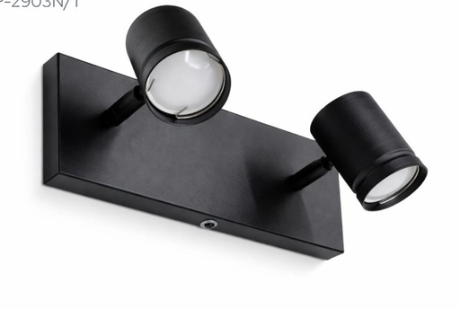 [AP2903NT] Spot Aplique "TERLIZZI" 2 Luces GU10 Negro